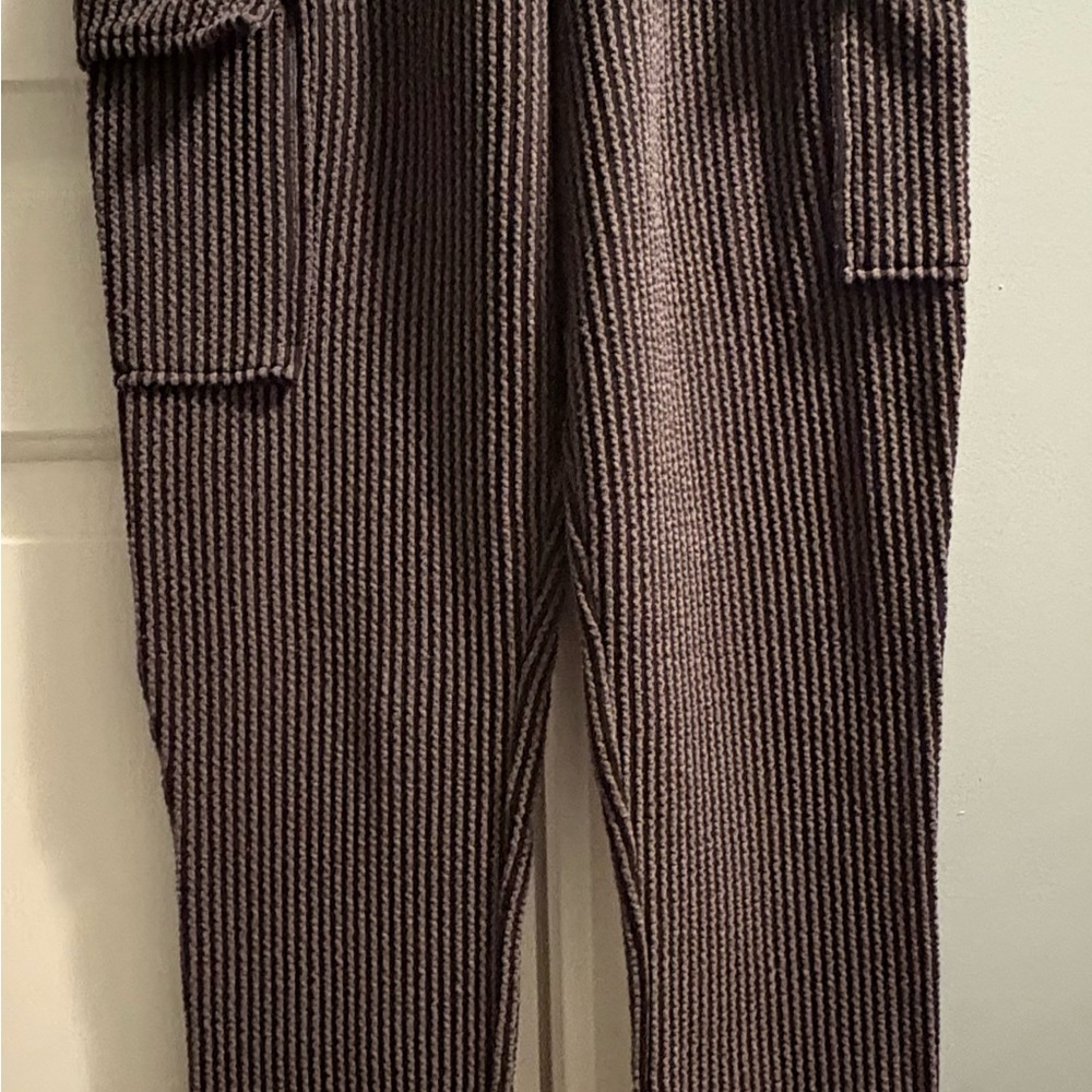 Brown Ribbed Knit Pants